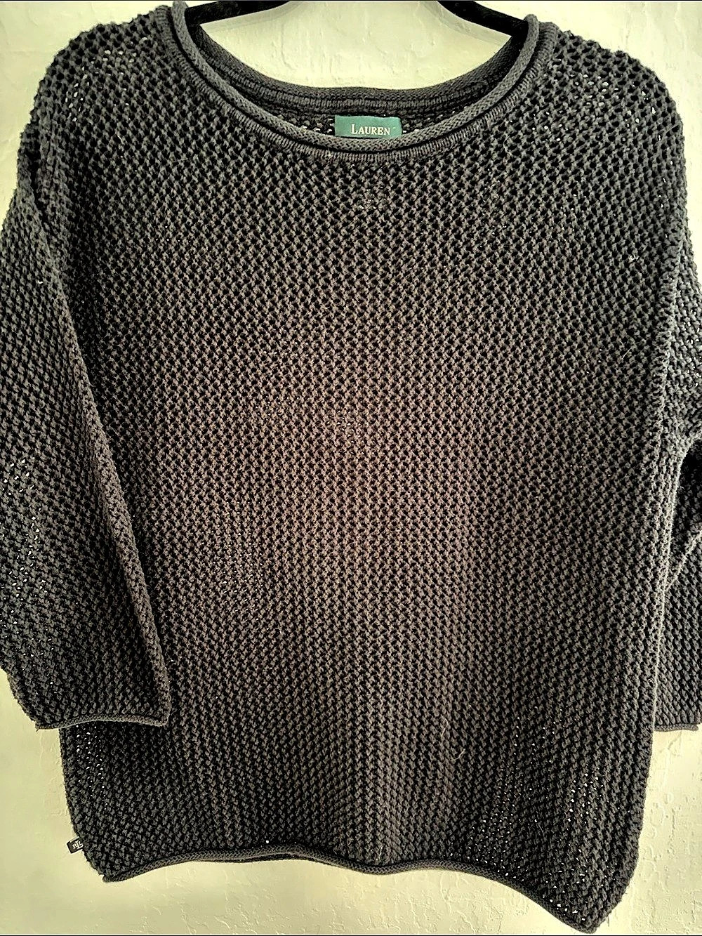 Lauren Ralph Lauren Open Knit Sweater in Black Size Medium